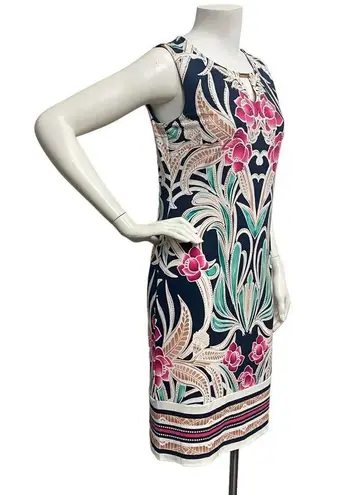 JM Collection Womens Petite Small Floret Sheath Keyhole Dress Hawaiian Tropical