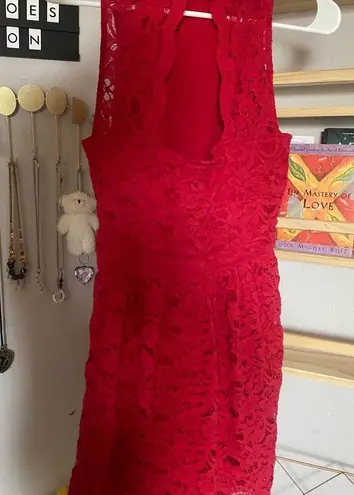 Hollister RED LACE  DRESS - Preppy Lace Dress Midi Spring School Dance