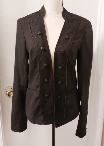 Maurice's Black Lace Floral Faux Button Up Blazer - Image 1