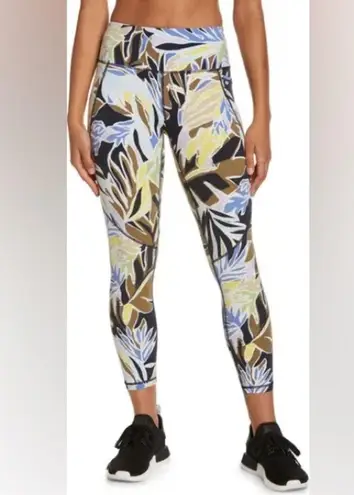 Sweaty Betty Power 7/8 Leggings Yoga Green Paper Leaf Print Size XS (UK 8-10)