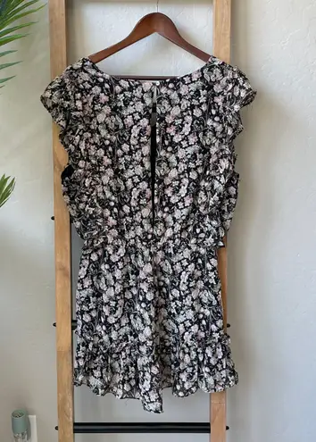 She + Sky Black Floral Playsuit Romper Size L