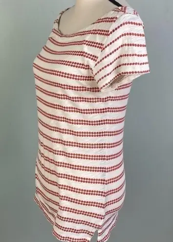 Pilcro and the Letterpress PILCRO red and white striped t-shirt with 2,back keyholes with ties. Small. EUC