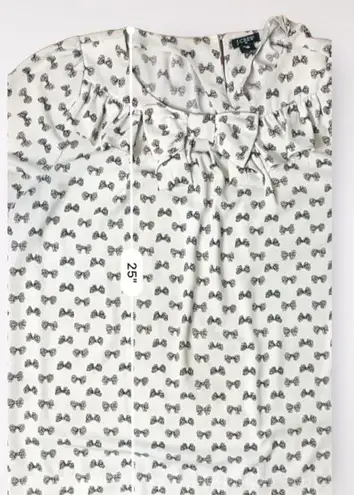 J.Crew  Business Casual White Bow Print Blouse Top Size M