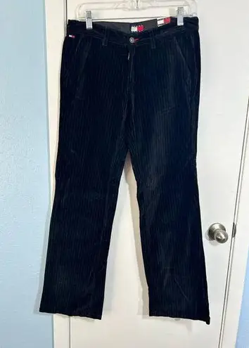Y2K Tommy Jeans Pants Size 7 Black Velvet Pinstripe Flare Leg Whimsygoth Office