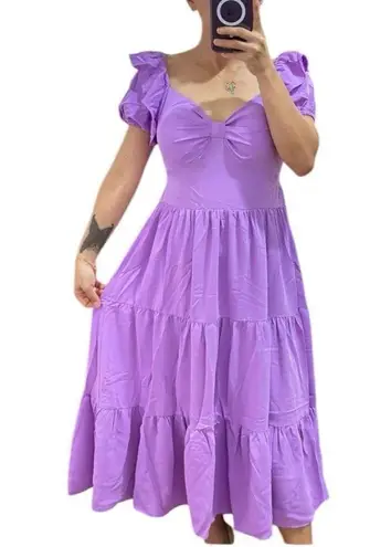 NWT Womens New Fashion Lilac Stunning Tiered Tie Back Midi Dress