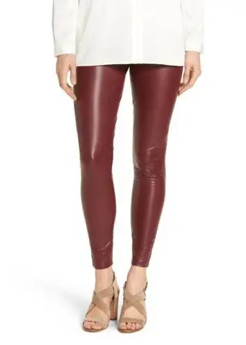 Hue Burgundy Leatherette Faux Leather Leggings
