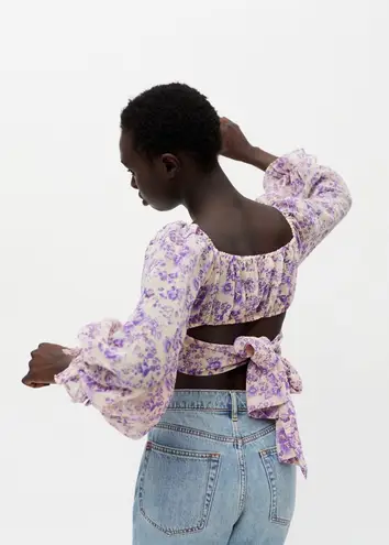 Kiss the Sky Floral Tie-Back Cropped Top NWT Size S