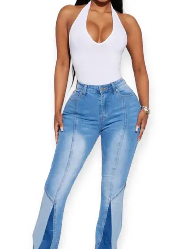 Open Back Halter Bodysuit White Size M