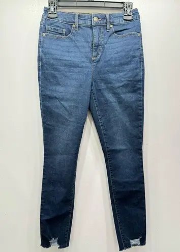 Sofia Jeans by Sofia Vergara Rosa Curvy Slim Fit Ankle Jeans Raw Destructed Hem Blue Size 4