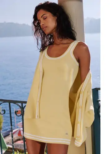 Alo Yoga Tennis Club Sweater Knit Dress Warm Butter/White S