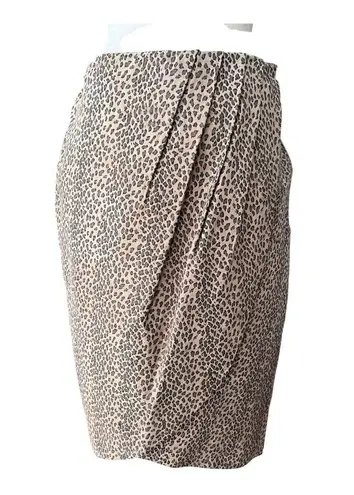 Vintage 80s Leopard Print Leather Women's Wrap Skirt Size M Brown Size M