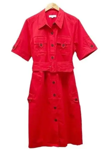 Derek Lam Collective Cherry Red Cotton Belted Utility Dress Size 52 IT | 16 US