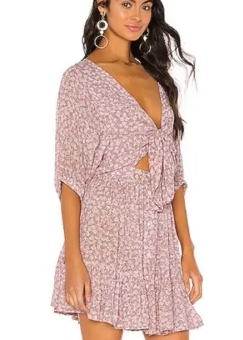 Faithfull the Brand  Marigot Pink Floral Tie Front Mini Dress Azalea Floral Med