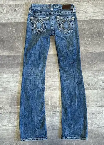 Big star Liv Bootcut Blue Jeans Womens 24 (27.5X32) Low Rise Acid Wash