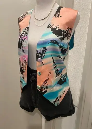 VTG 80s 90s Echidna Art Pastel Multicolored Bats Button