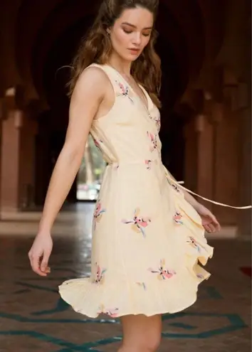 Rails Linen Floral Ruffle Madison Flounce Wrap Dress in Eden