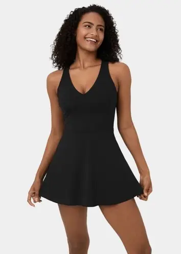 Halara Cloudful Air V Neck Crisscross Lace Up 2-Piece Pocket Mini Dress Black XL