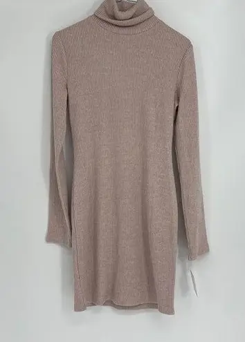 SO  BLUSH RIBBED TURTLENECK DRESS SMALL