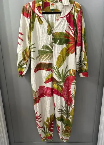 Farm Rio Spring Forest Jumpsuit Tropical Leaves Print Size Medium