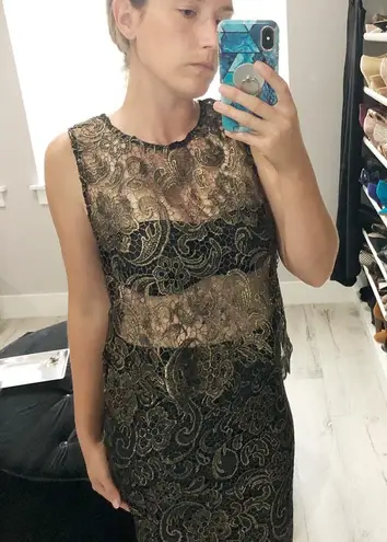 Sans Souci Black & Gold Lace Skirt Set