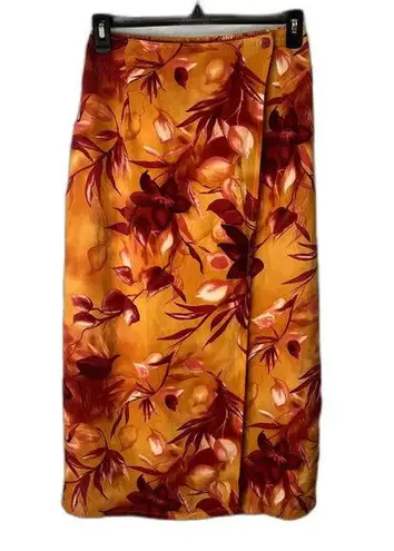 C&S Designs Tropical Maxi Wrap Skirt Size Medium Orange