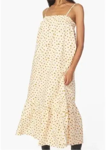 We Wore What Loose Shift Smocked Summer Sun Flower Maxi Smocked Dress Sunflower