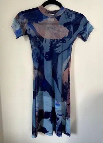 With Jean Sami Mini Mesh Dress in Blue Print