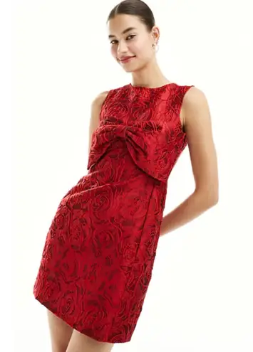 Sister Jane Tate Rose Jacquard Bow Mini Dress sz M Cherry Red NWT Size M