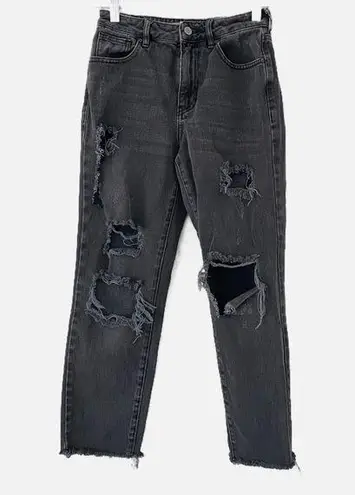 PacSun  Distressed Destroyed Ripped Faded Black Mom Denim Jeans Size 23