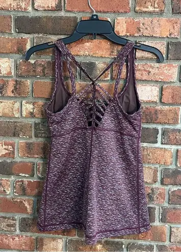 prAna  womens built in bra back detail yoga tank top purple small