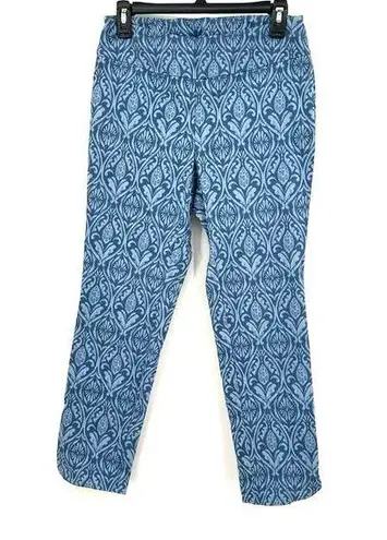 Soft Surroundings  Size Small Petite Pants Blue Floral All Over Print Tapered Leg