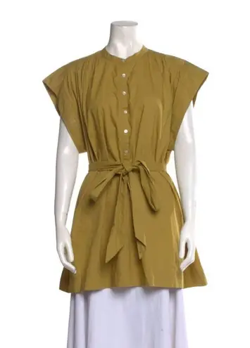 DÔEN Crew Neck Mini Tunic Dress in Gold Size S Green