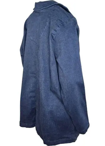 Denim & Co . Cozy Touch Peacoat Jacket Dark Wash X-Large NWOT Long Sleeve Collar