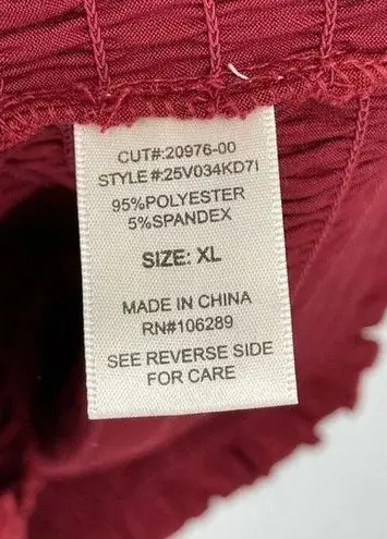 Row A Deep Red Smocked Square Neck LongSleeve Bodycon MiniDress.