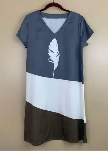 Feather Contrast Color block Short Sleeve V