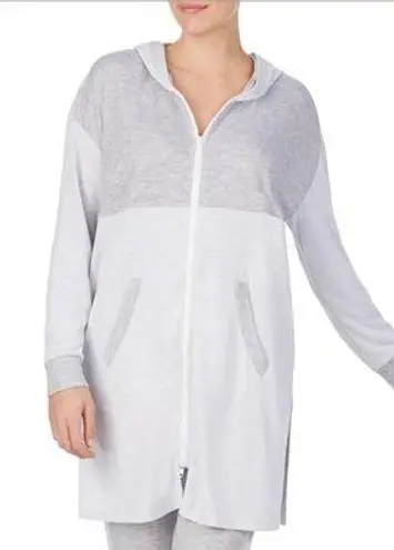 Refinery29 Double Knit Mid Thigh Zip Front Jacket White