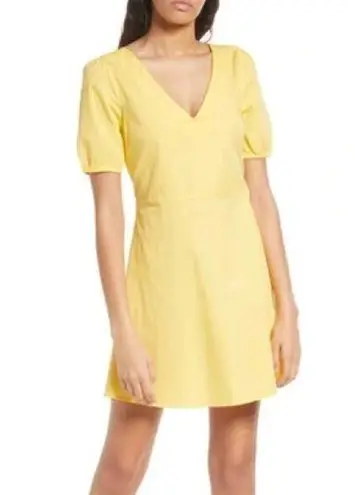 VERO MODA Taya Puff Sleeve Cut Out Mini Sundress in Yarrow Dandelion Lemon Sz M