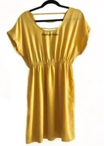 Yellow Mini Dress M Dolman Low V