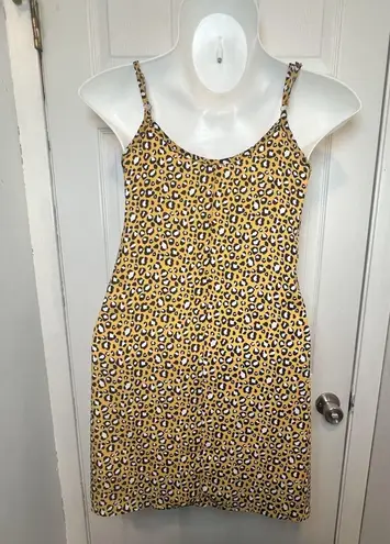 Willow & Root Size L Yellow Cheetah Print Dress Y2K Cottage Core Fast Shipping Size L