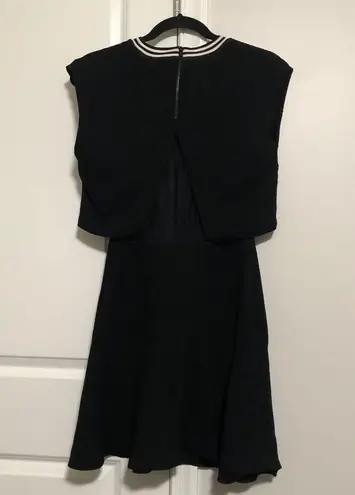 Sandro Paris Black Mesh Panel Knee Length Dress