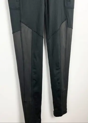 Lukka Lux Faux Leather detail Activewear Athletic Black Leggings Size XS