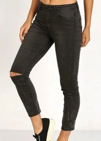 One Teaspoon  Dixies High Rise Knee Rip Jeans Black Size 26