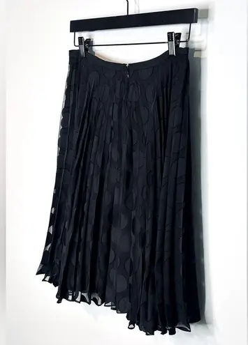 Paul Smith Black Pleated Chiffon Circle Print Midi Skirt Size 42