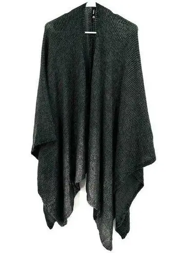 Torrid  One Size Shawl Dark Gray Black Chunky Open Knit Drape Wrap Sweater Cape