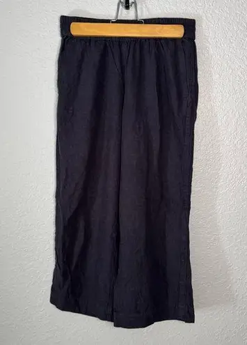 Babaton The Group Navy Linen Blend Wide Leg Pant Elastic Waist Pocket Size XS