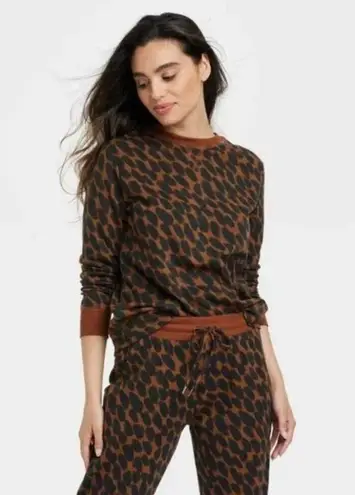 Stars Above Animal Leopard Print Soft Fleece Sweatshirt - Dark Brown Size XS