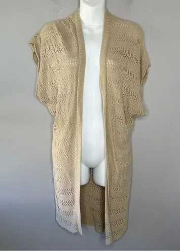 BELLDINI Beige Tan Open Knit Cardigan Vest Kimono Size M