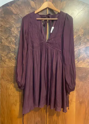 C'ISA Tie Back Babydoll Mini Dress GOTH WHIMSY FAIRY GRUNGE Size Medium M Plum Purple