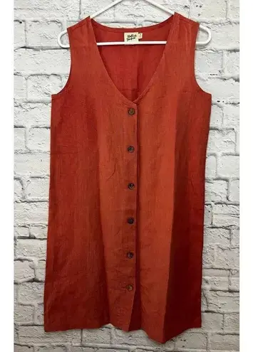 Mata Traders Jacklyn linen cotton short sleeve summer Shift Dress size S.