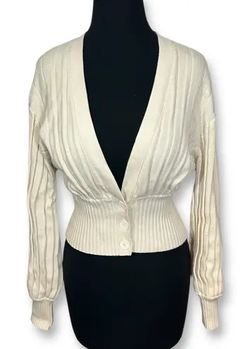 Wilfred Artizia Thais Plunge Cardigan Sweater Wool Blend Cream Womens M